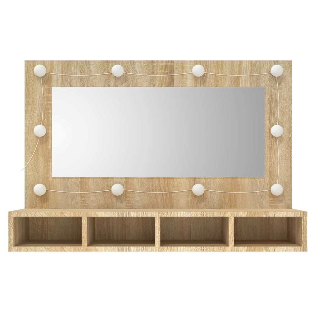 Mirror Cabinet with LED Sonoma Oak 90x31,5x62 cm