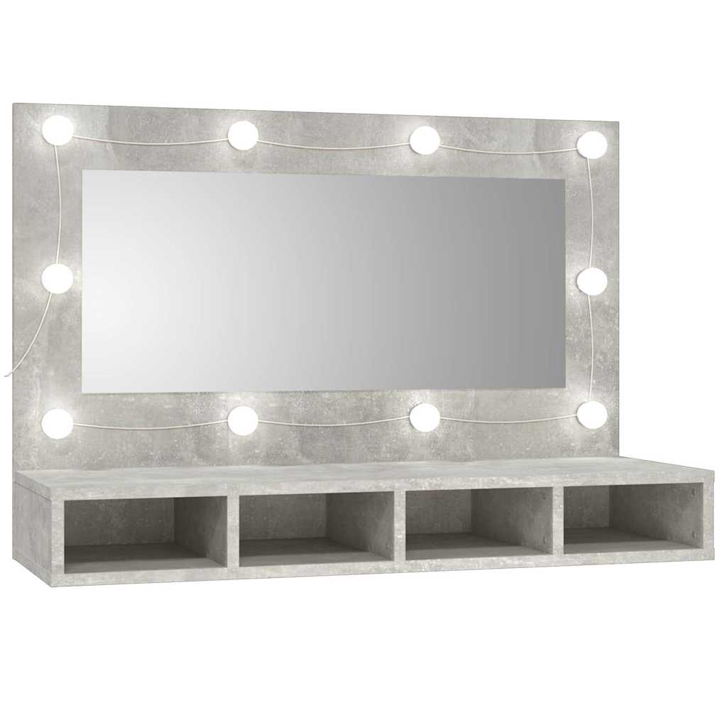 Mirror Cabinet with LED Concrete Grey 90x31,5x62 cm