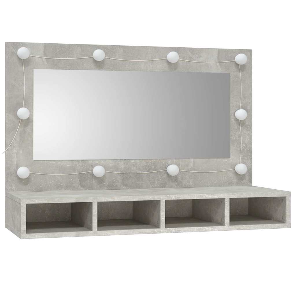 Mirror Cabinet with LED Concrete Grey 90x31,5x62 cm