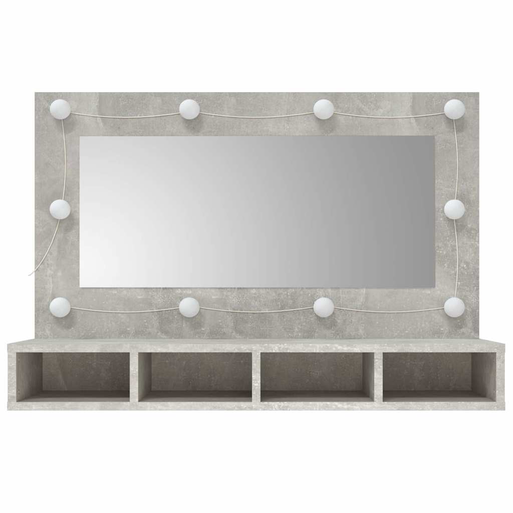Mirror Cabinet with LED Concrete Grey 90x31,5x62 cm