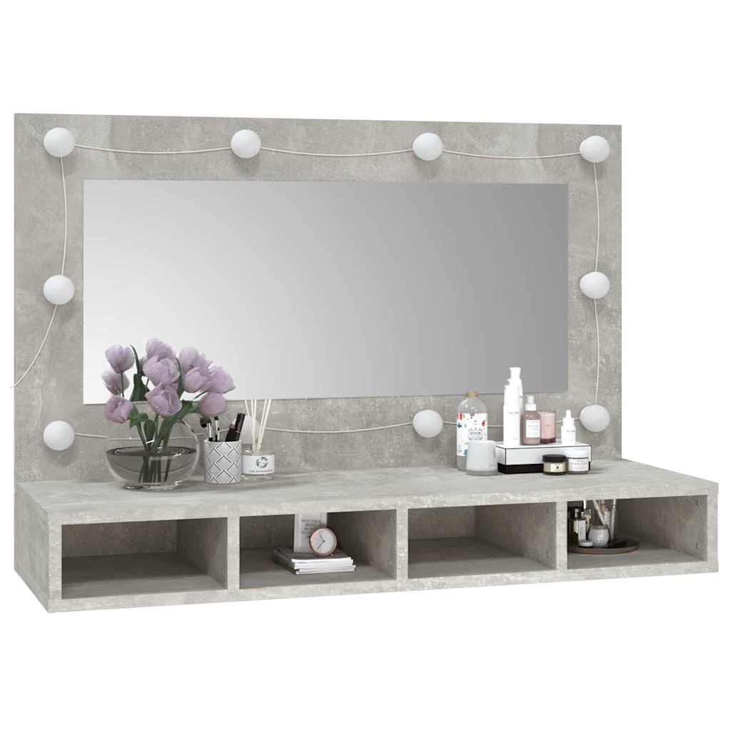 Mirror Cabinet with LED Concrete Grey 90x31,5x62 cm