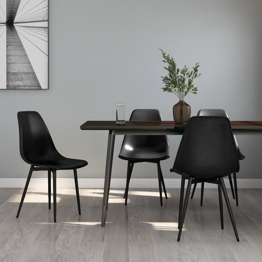 vidaXL Dining Chairs 4 pcs Black PP