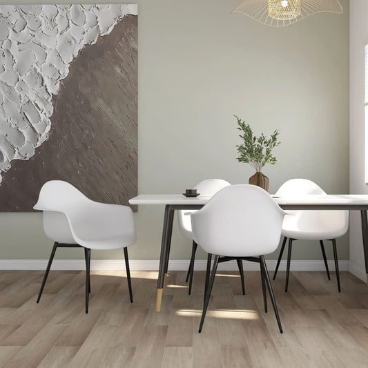 Dining Chair | Set of 4 | White | Polypropylene, Powder-Coated Metal