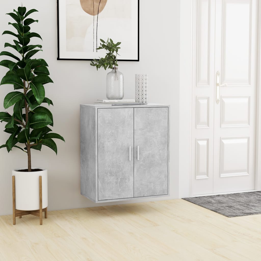 vidaXL Shoe Cabinet Concrete Grey 60x35x70 cm Engineered Wood