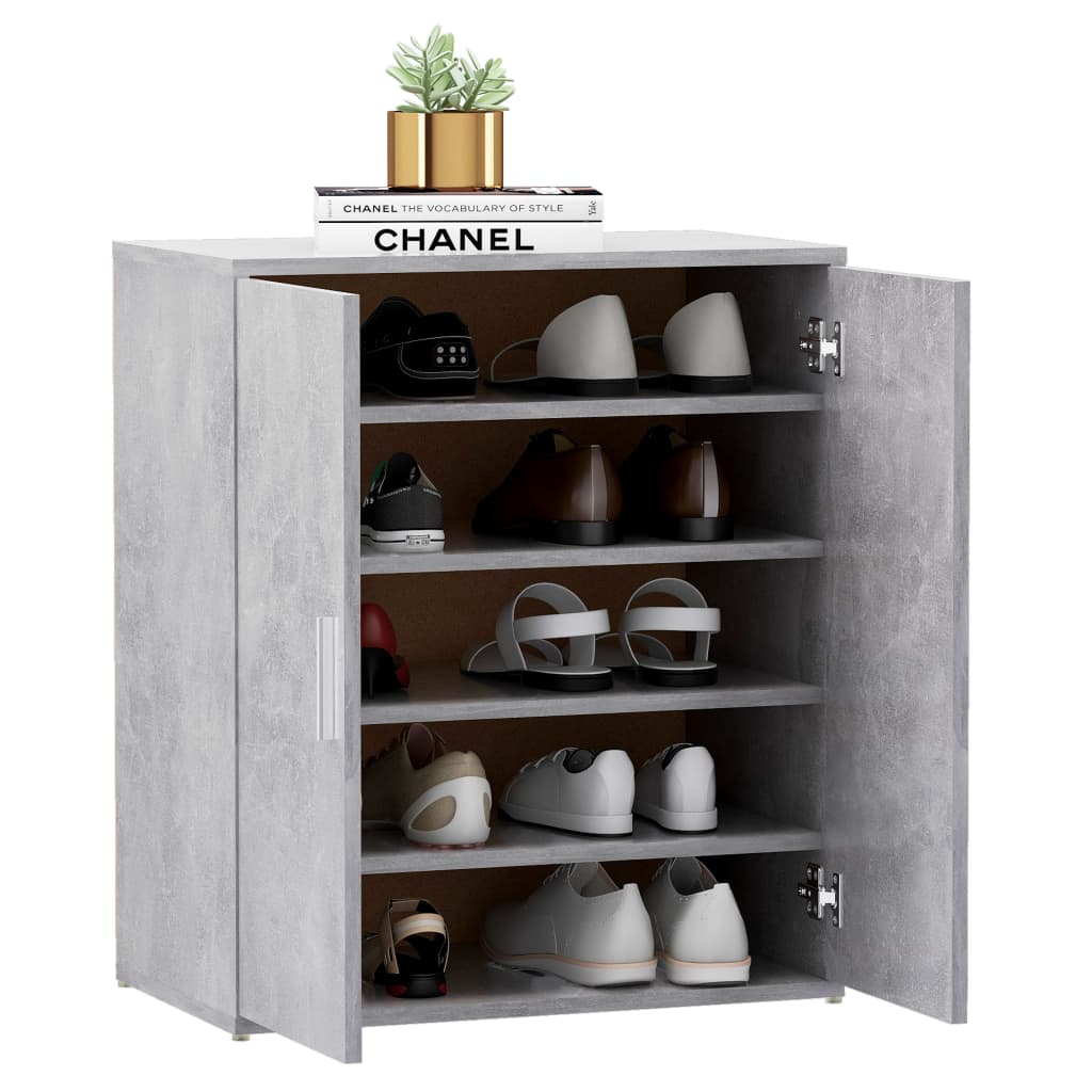 vidaXL Shoe Cabinet Concrete Grey 60x35x70 cm Engineered Wood