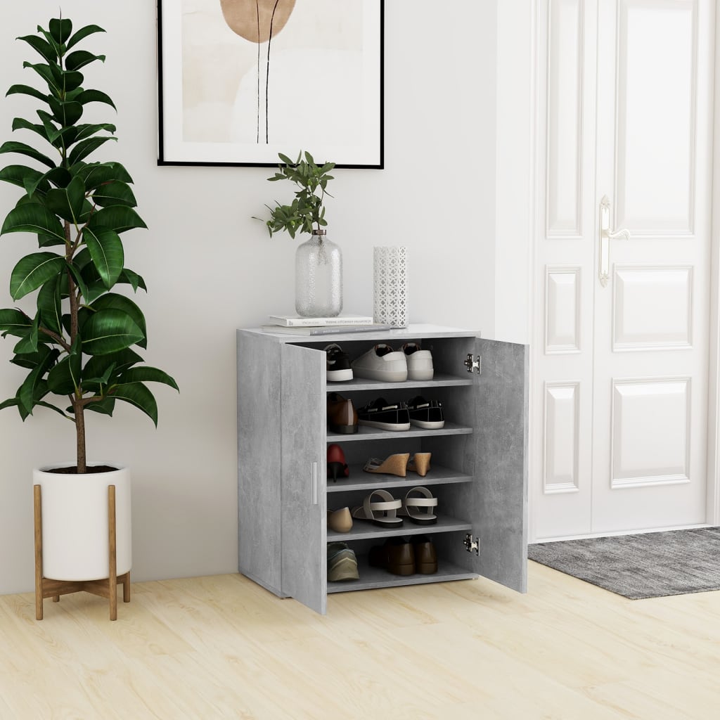 vidaXL Shoe Cabinet Concrete Grey 60x35x70 cm Engineered Wood