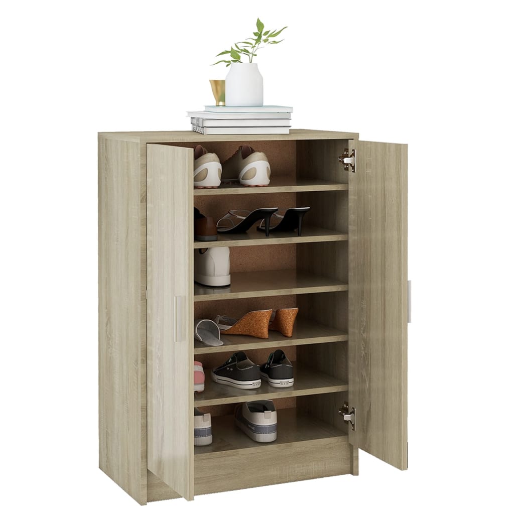 vidaXL Shoe Cabinet Sonoma Oak 60x35x92 cm Engineered Wood