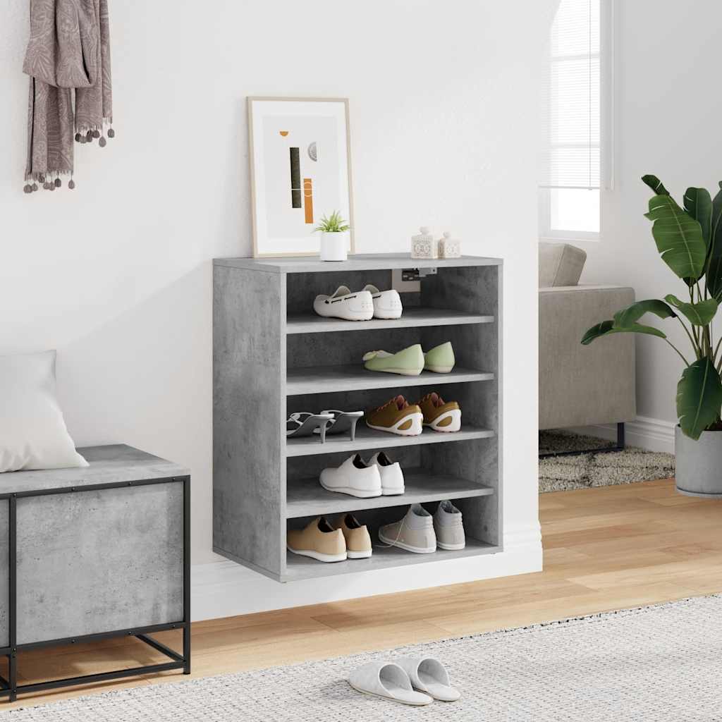 Shoe Cabinet Concrete Grey 60x35x70 cm Engineered Wood