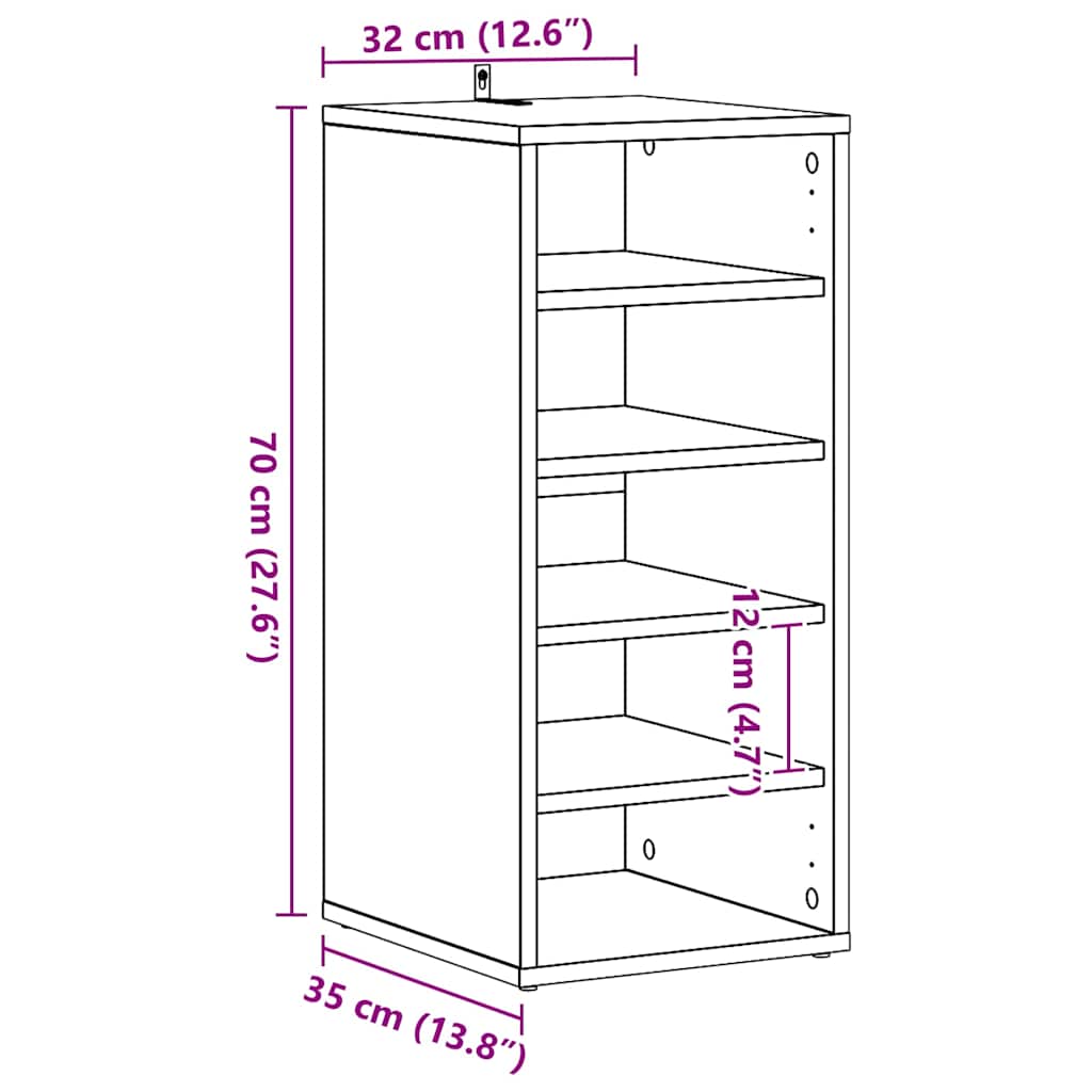 Shoe Cabinet Sonoma Oak 31.5x35x70 cm Engineered Wood
