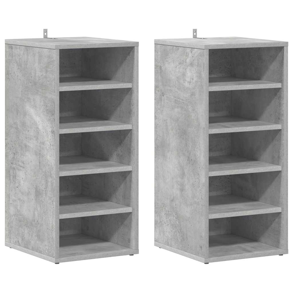 808990 vidaXL Shoe Cabinets 2 pcs Concrete Grey 31,5x35x70 cm Engineered Wood