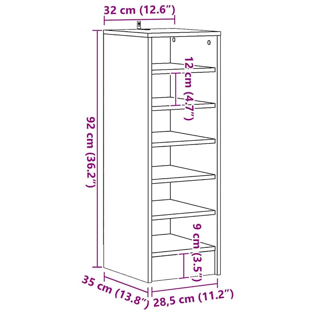 Shoe cabinets 31.5 x 35 x 90 cm Concrete Grey