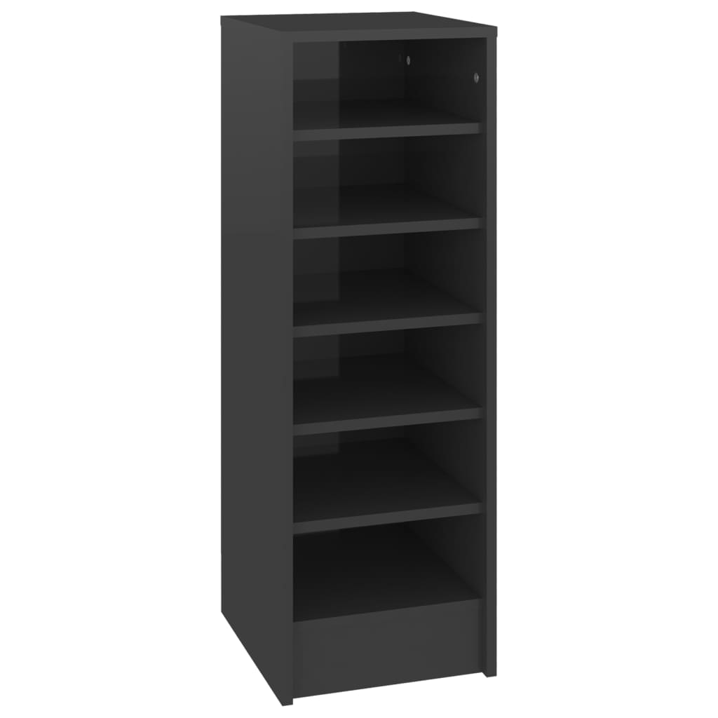 vidaXL Shoe Cabinet High Gloss Grey 31.5x35x92 cm Engineered Wood