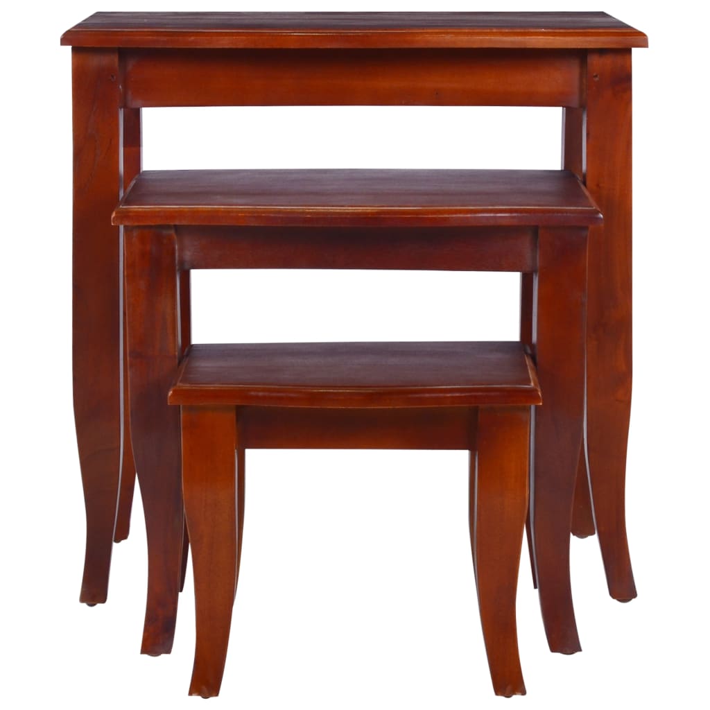 vidaXL Nesting Side Tables 3 pcs Classical Brown Solid Wood Mahogany