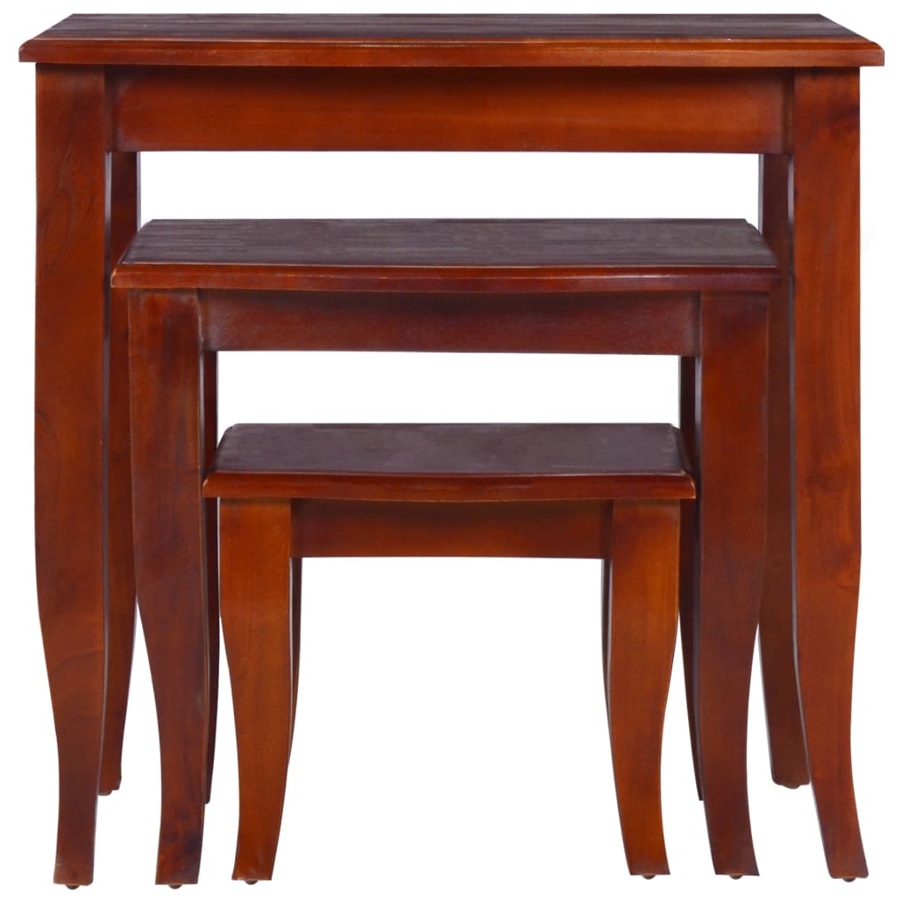 vidaXL Nesting Side Tables 3 pcs Classical Brown Solid Wood Mahogany