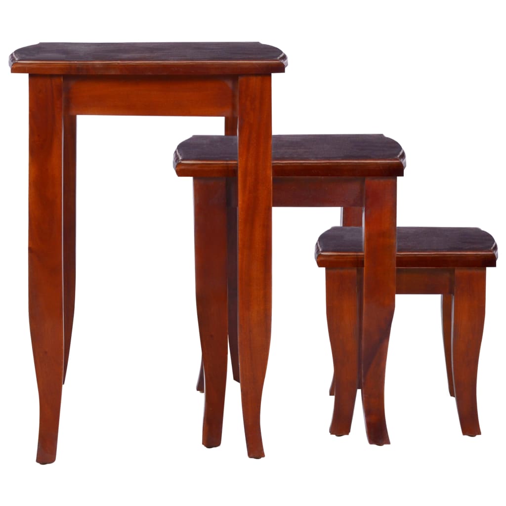 vidaXL Nesting Side Tables 3 pcs Classical Brown Solid Wood Mahogany