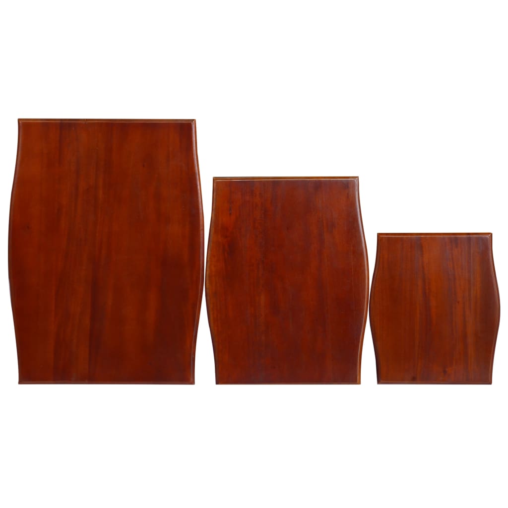 vidaXL Nesting Side Tables 3 pcs Classical Brown Solid Wood Mahogany