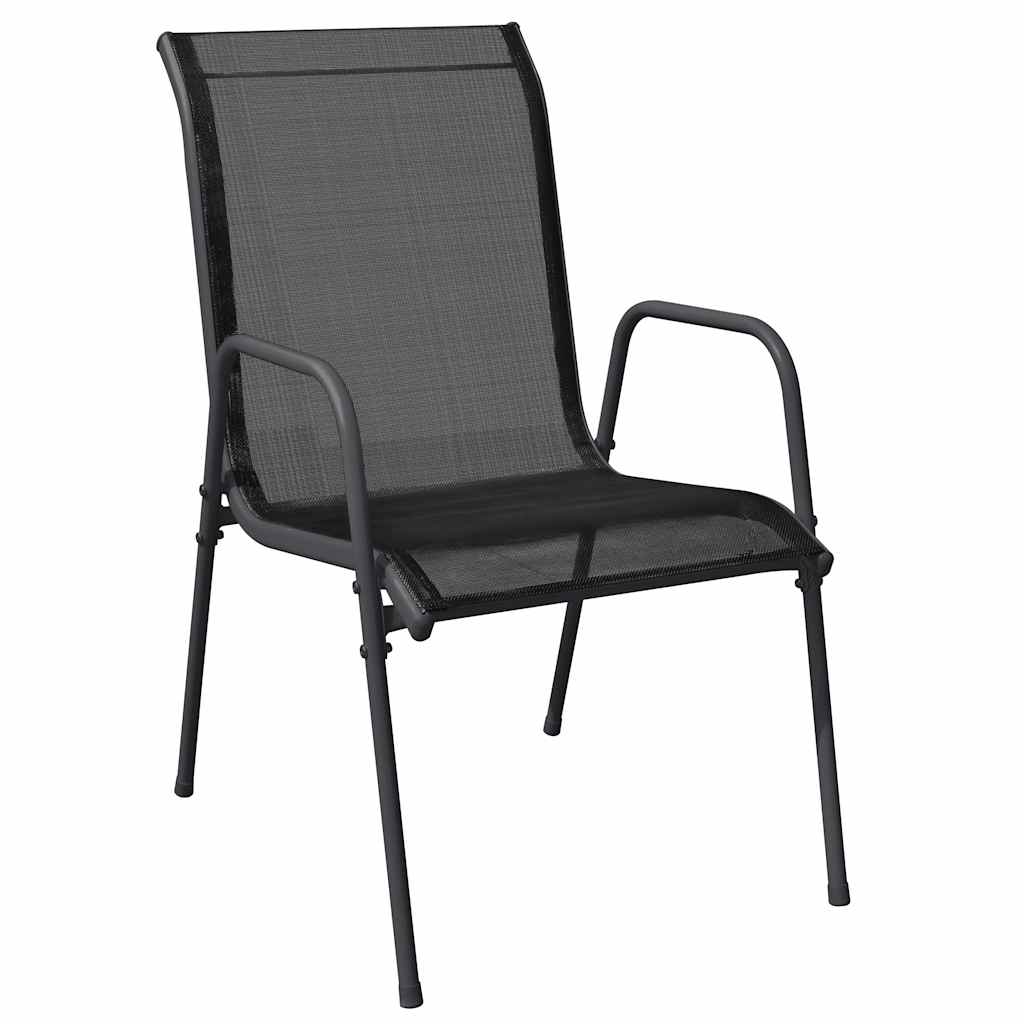 Garden Chair | Set of 6 | Black and anthracite | Steel, Textilene | Large