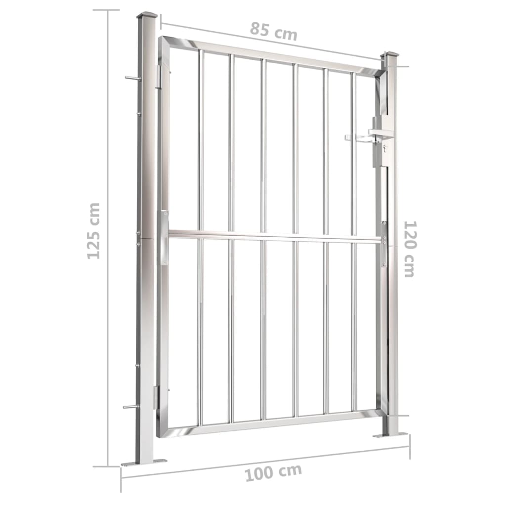 vidaXL Garden Gate 100x125 cm Stainless Steel