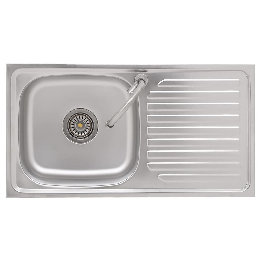 vidaXL Camping Sink Single Basin with Tap Stainless Steel