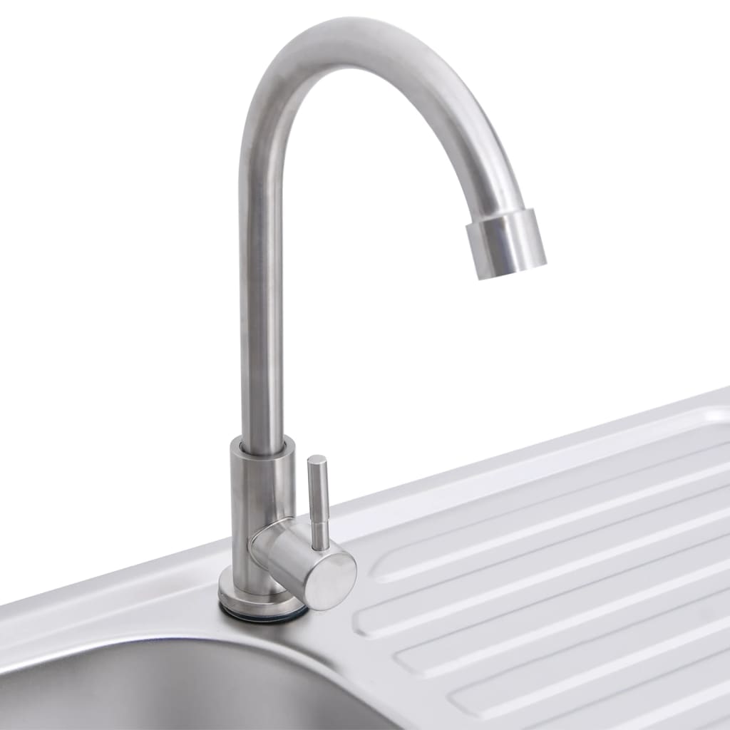 vidaXL Camping Sink Single Basin with Tap Stainless Steel