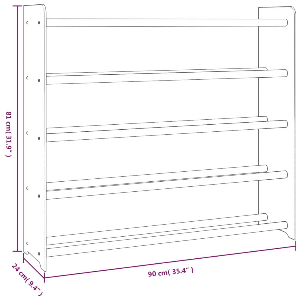 vidaXL Shoe Rack Brown 90x24x81 cm Engineered Wood