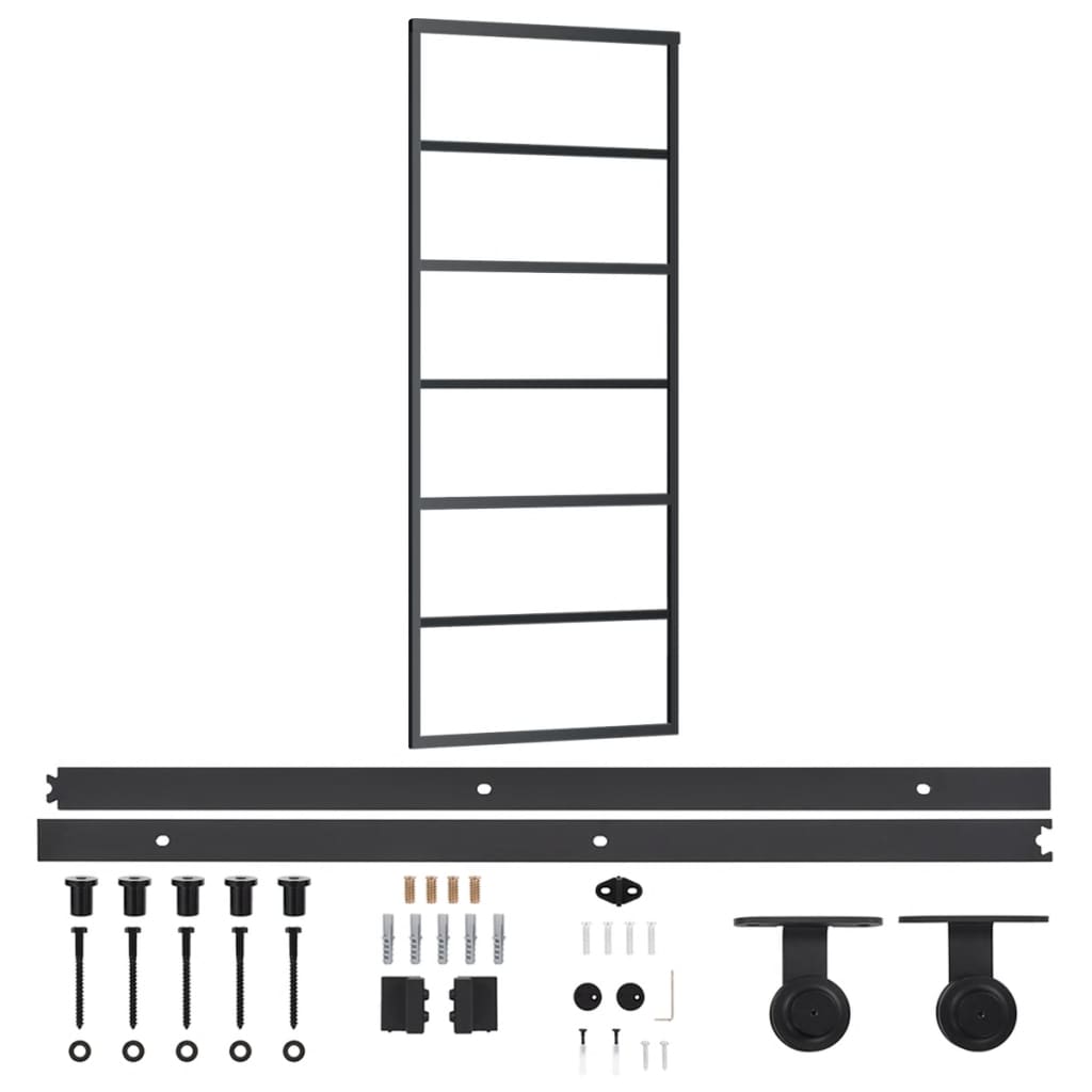 vidaXL Sliding Door with Hardware Set ESG Glass&Aluminium 76x205 cm