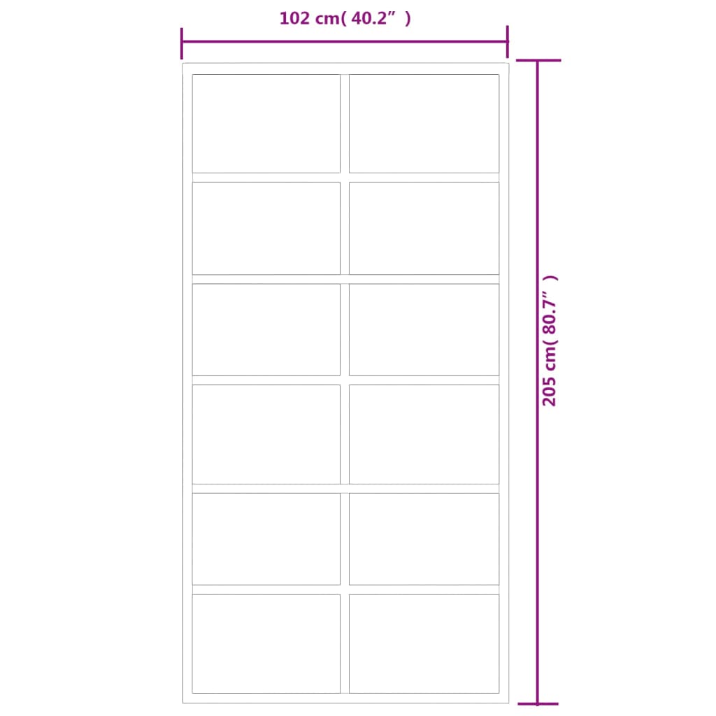 vidaXL Sliding Door with Hardware Set ESG Glass&Aluminium 102x205 cm