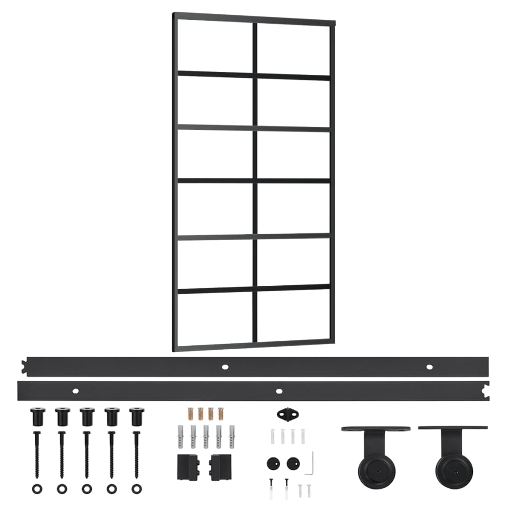 vidaXL Sliding Door with Hardware Set ESG Glass&Aluminium 102x205 cm