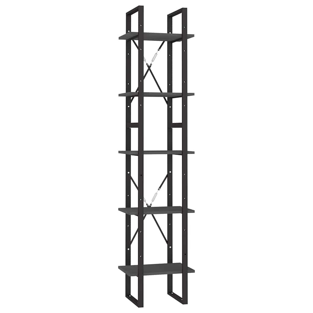 5-Tier Book Cabinet Grey 40x30x175 cm Solid Wood Pine