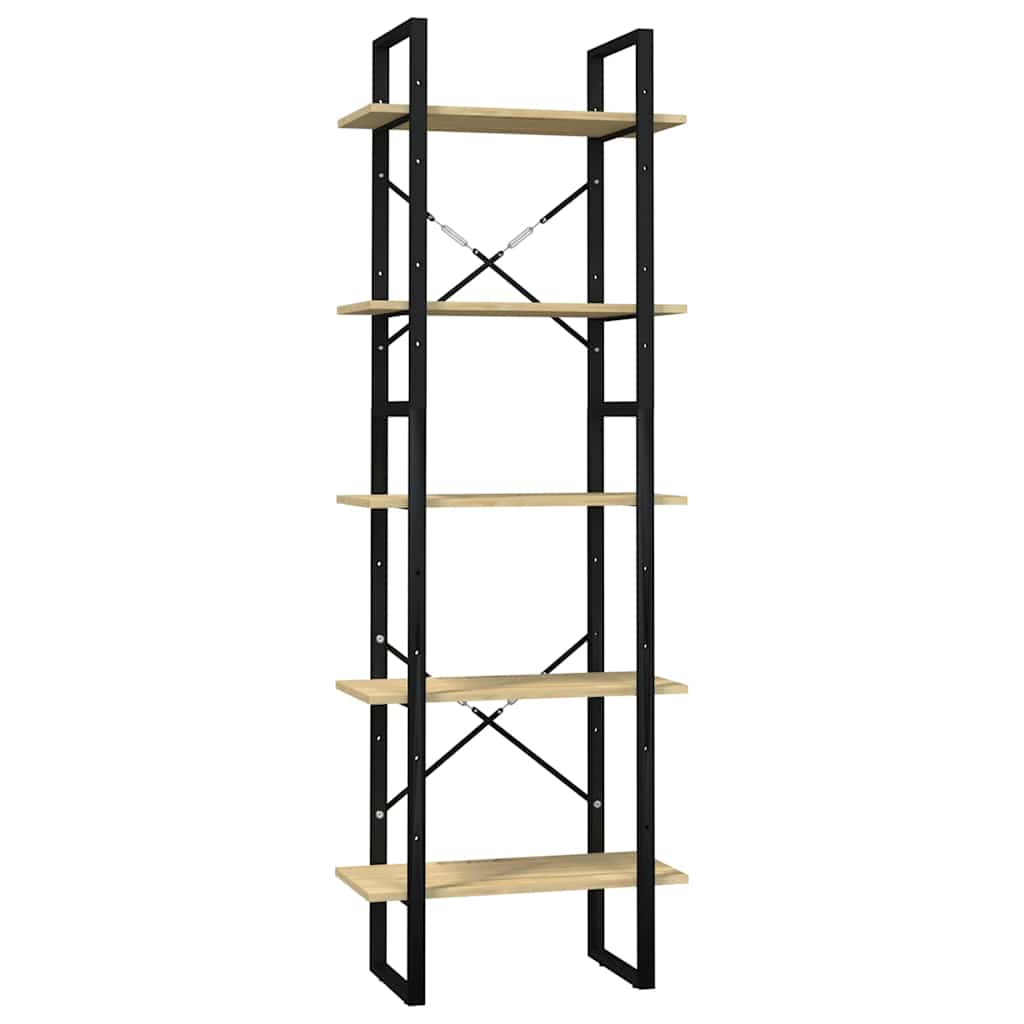 5-Tier Book Cabinet 60x30x175 cm Solid Wood Pine