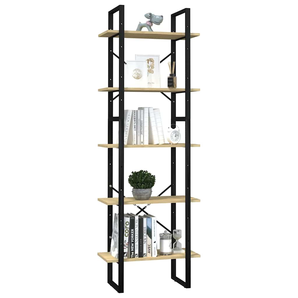5-Tier Book Cabinet 60x30x175 cm Solid Wood Pine
