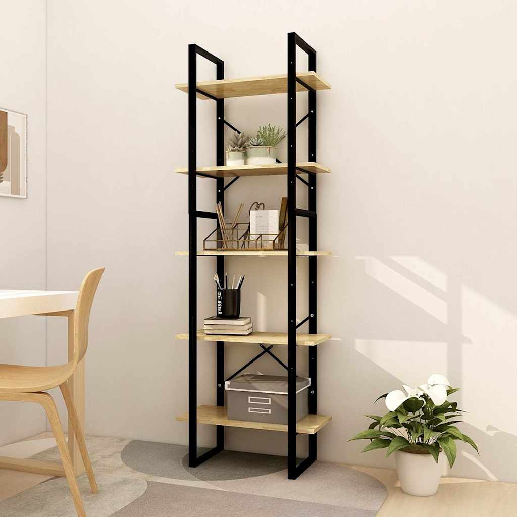 5-Tier Book Cabinet 60x30x175 cm Solid Wood Pine