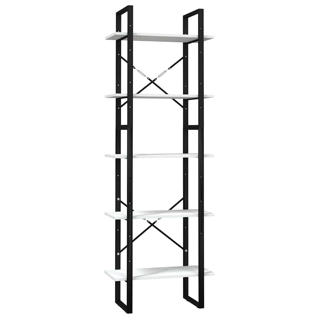 5-Tier Book Cabinet White 60x30x175 cm Solid Wood Pine