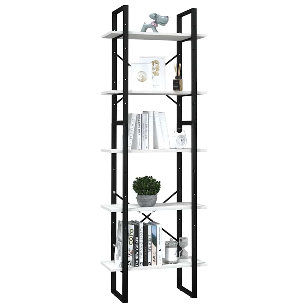 5-Tier Book Cabinet White 60x30x175 cm Solid Wood Pine