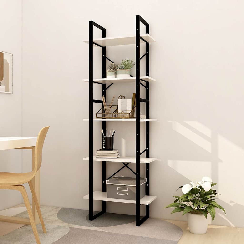 5-Tier Book Cabinet White 60x30x175 cm Solid Wood Pine