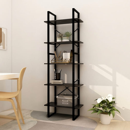 vidaXL 5-Tier Book Cabinet Black 60x30x175 cm Pinewood