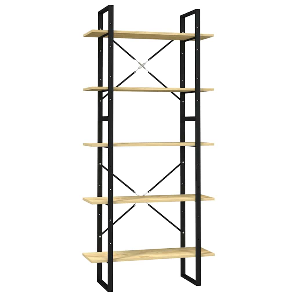 5-Tier Book Cabinet 80x30x175 cm Solid Wood Pine
