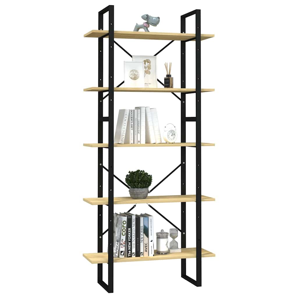5-Tier Book Cabinet 80x30x175 cm Solid Wood Pine