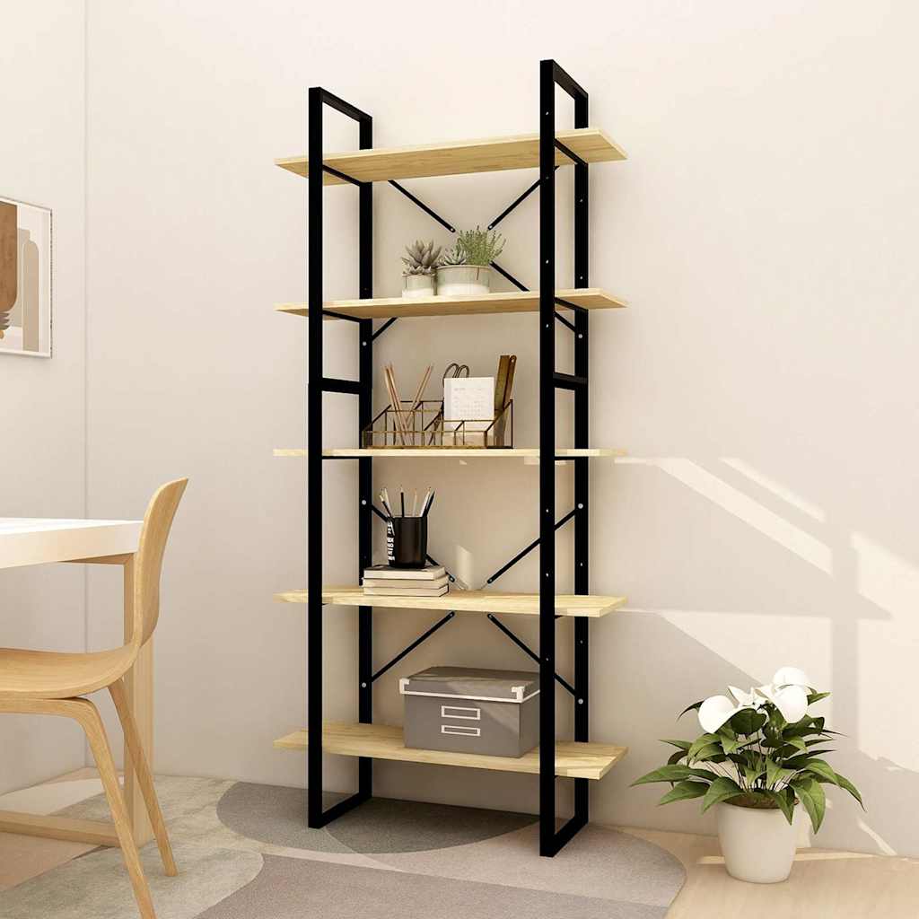 5-Tier Book Cabinet 80x30x175 cm Solid Wood Pine