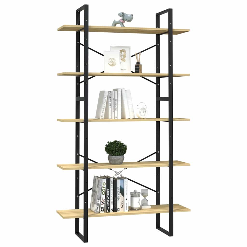 5-Tier Book Cabinet 100x30x175 cm Solid Wood Pine