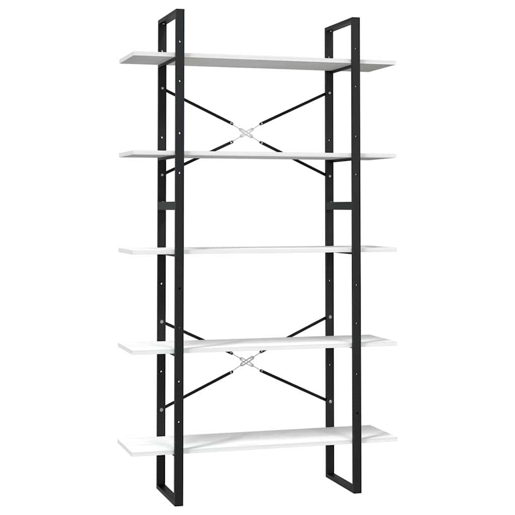 5-Tier Book Cabinet White 100x30x175 cm Solid Wood Pine
