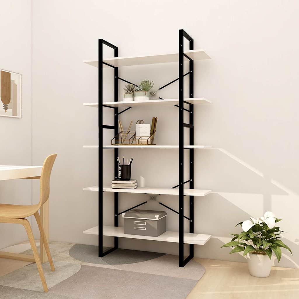 5-Tier Book Cabinet White 100x30x175 cm Solid Wood Pine