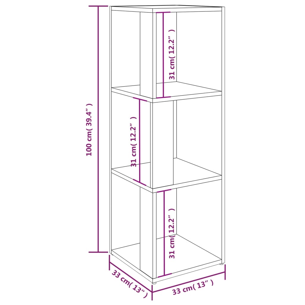 809029 vidaXL Corner Cabinet Sonoma Oak 33x33x100 cm Engineered Wood