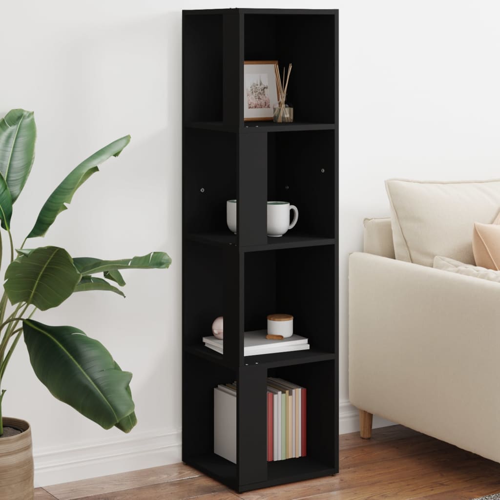 809036 vidaXL Corner Cabinet Black 33x33x132 cm Engineered Wood
