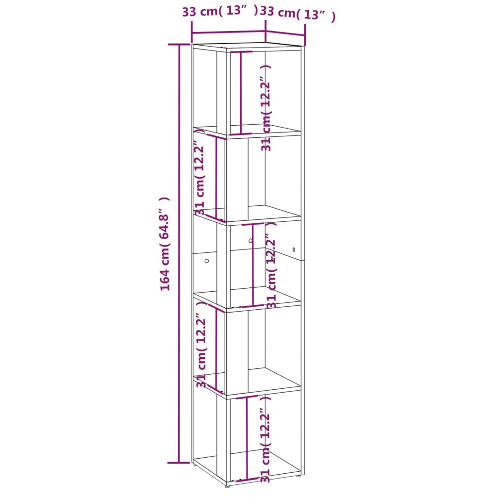 809044 vidaXL Corner Cabinet White 33x33x164,5 cm Engineered Wood