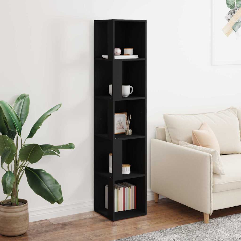 809045 vidaXL Corner Cabinet Black 33x33x164,5 cm Engineered Wood