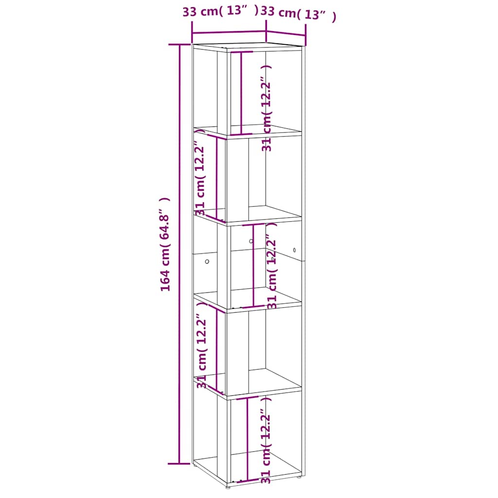 809045 vidaXL Corner Cabinet Black 33x33x164,5 cm Engineered Wood