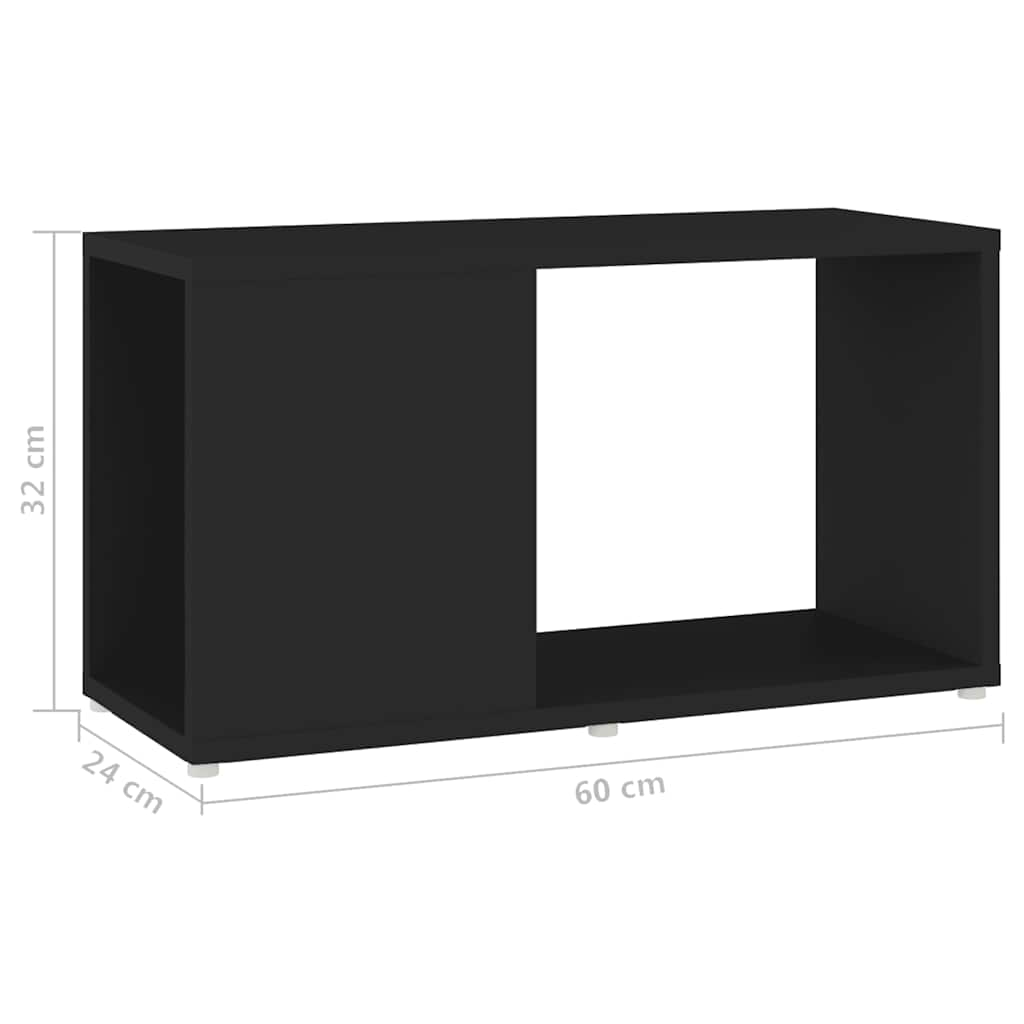 809054 vidaXL TV Cabinet Black 60x24x32cm Engineered Wood