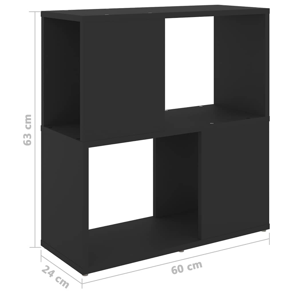 809063 vidaXL Book Cabinet Black 60x24x63 cm Engineered Wood