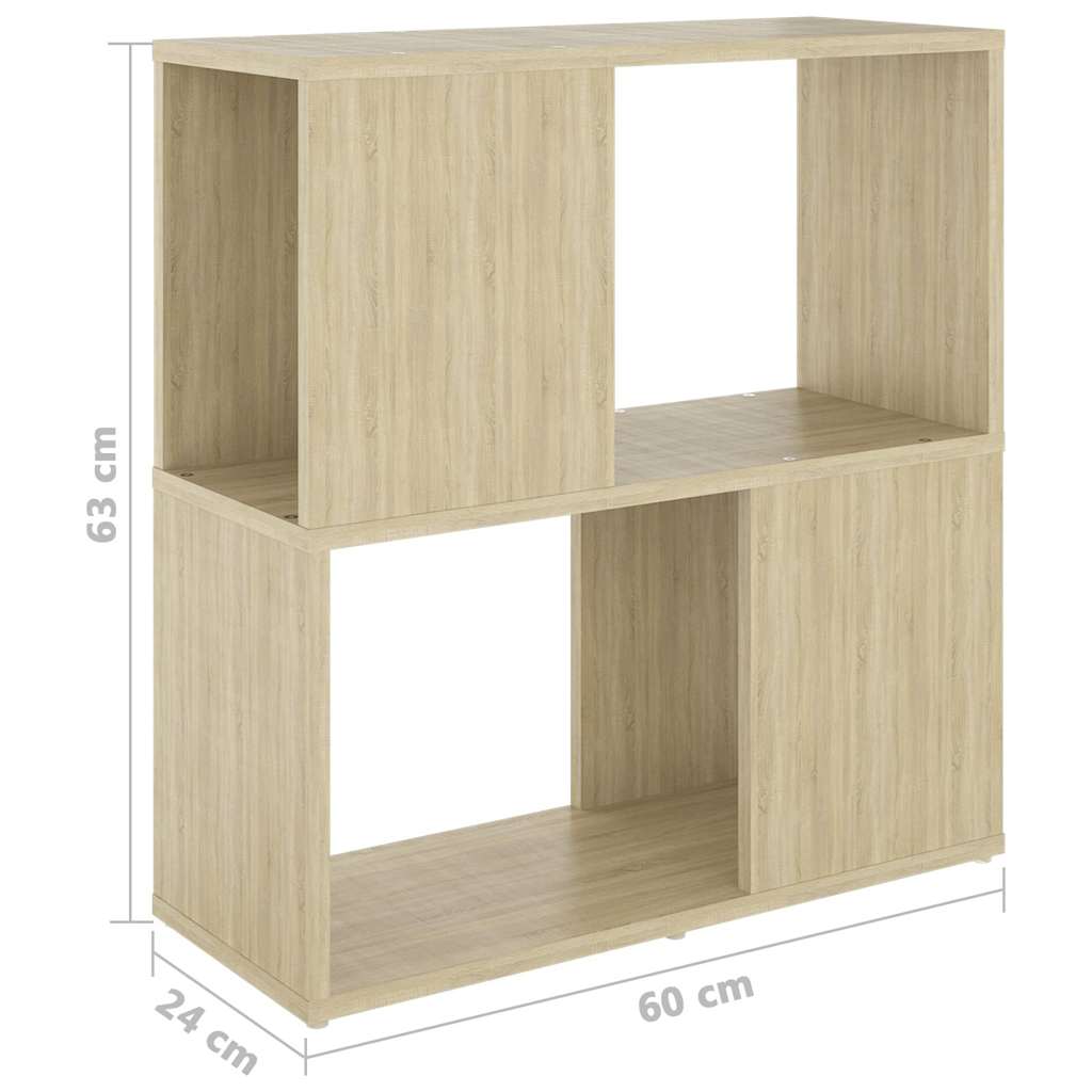 809065 vidaXL Book Cabinet Sonoma Oak 60x24x63 cm Engineered Wood